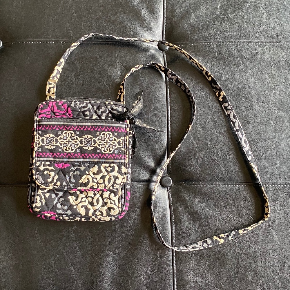 Vera Bradley Mini Hipster Crossbody - Canterbury Magenta Black quilted pattern